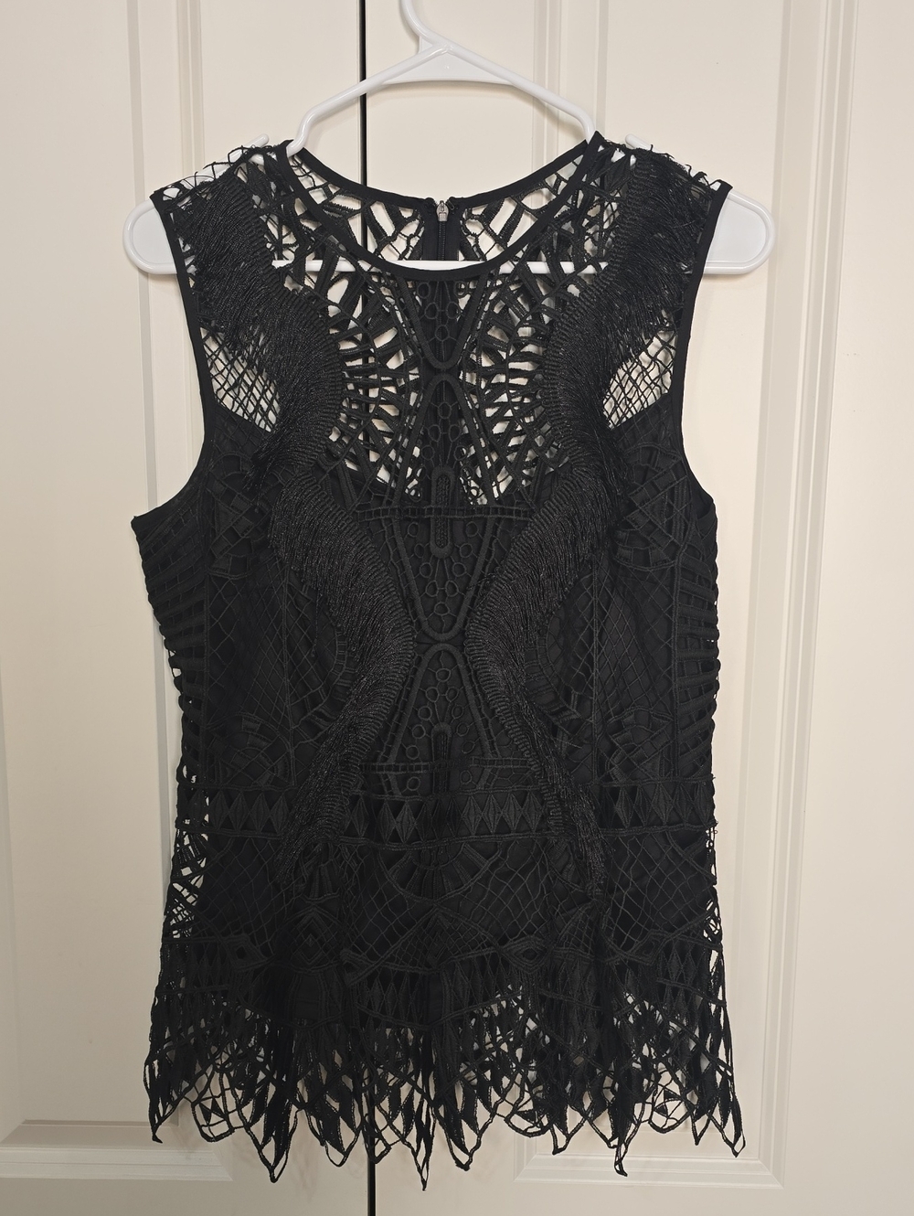 Venus Sleeveless Black Crochet Lace Women's Top